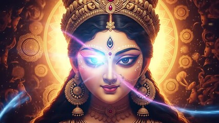 Ma Durga Divine Expression - Powered by Adobe