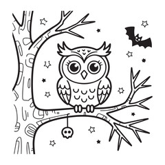 Bold and Easy Cozy Halloween Coloring Pages, Vector Illustration, Black and White, Halloween, Coloring Pages, Bold and Easy Halloween Printable, Halloween holiday, Cozy Halloween Coloring Page,