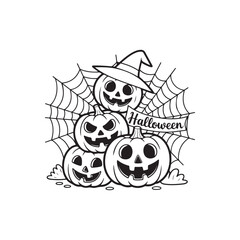 Bold and Easy Cozy Halloween Coloring Pages, Vector Illustration, Black and White, Halloween, Coloring Pages, Bold and Easy Halloween Printable, Halloween holiday, Cozy Halloween Coloring Page,