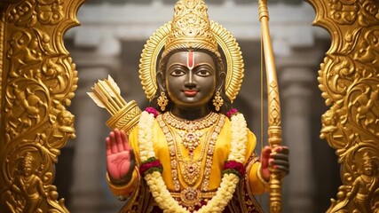 Ram Lala Murti at Ayodhya Grand Temple - Powered by Adobe