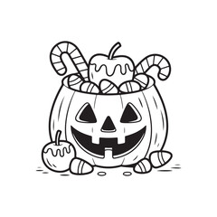 Bold and Easy Cozy Halloween Coloring Pages, Vector Illustration, Black and White, Halloween, Coloring Pages, Bold and Easy Halloween Printable, Halloween holiday, Cozy Halloween Coloring Page,