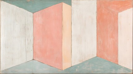 Abstract Geometric Pastel Painting Walls Corner Design