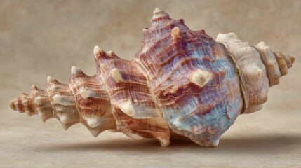 Intricate marine shell showcasing natural gradients and textured surface