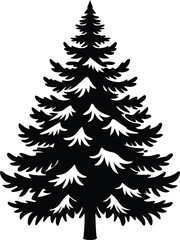 Snow covered tree silhouette vector graphic illustration