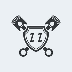 ZZ Initials Vektor Stok Otomotif Logo Design