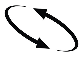 Oval circle rotate arrow icon. Ellipse orbit line arrow symbol. Oval circumference sign. Vector illustration isolated on white background. © bibin