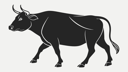 Black Bull Silhouette Vector – Taurus Symbol, Livestock, and Farm Animal Drawing Concept for Agriculture and Strength Themes

