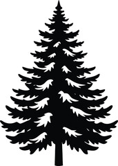 Majestic snow covered pine tree silhouette vector graphic