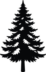 Obraz premium Snow covered tree silhouette vector graphic illustration