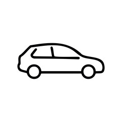 Fototapeta premium Outline of a compact car side view illustration – stock vector icon in line style