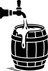 Black silhouette vector of a beer barrel with an open tap
