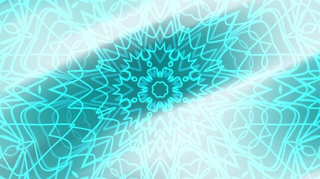Aqua Fresh Blend Abstract teal mandala background loop with intricate geometric patterns and shapes motion