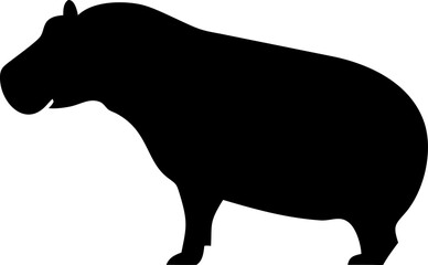 Hippo Silhouette Icon – Wild Animal, Nature & Power Symbol

