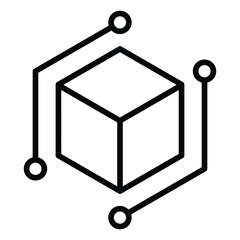 3D Blockchain Cube Icon. Connected Network Vector Symbol in Minimal Line Style