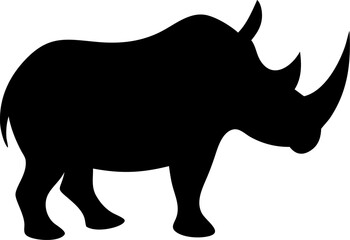 Rhino Silhouette Icon – Wild Animal, Nature & Power Symbol

