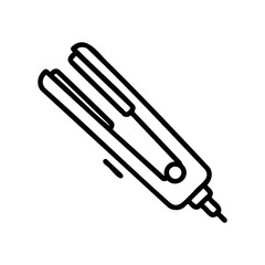 Line drawing of a hair straightener for hairstyling and beauty tools &ndash; stock vector icon in line style