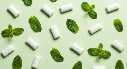 Refreshing Mint Gum Chewing Gum Sweet Flavor Mint Leaves