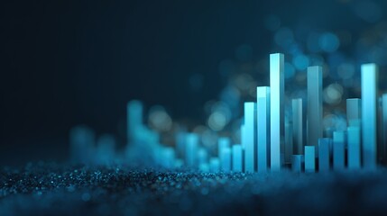 Obraz premium Digital Data Visualization: An artistic depiction of data, visualized through glowing blue bars, hinting at the complexities of information and analysis.