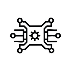 Obraz premium Tech circuit design with microchip and connections – stock vector icon in line style