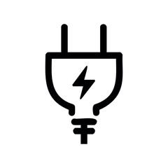 Obraz premium Electric plug icon with energy symbol for power and charging concepts – stock vector icon in line style