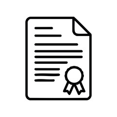 Fototapeta premium Icon of document with award ribbon symbolizing certification or achievement – stock vector icon in line style