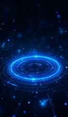 Obraz premium Glowing Blue Circular Pattern with Radiant Light Effects on a Dark Background