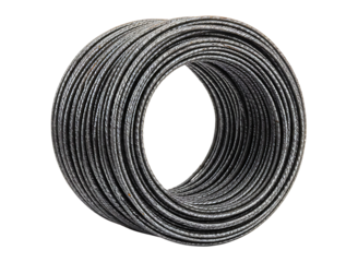 Coil of thick metal wire isolated on transparent background