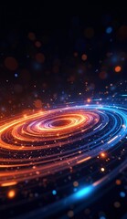 Obraz premium Vibrant Spiral Galaxy with Radiant Light Trails and Cosmic Dust