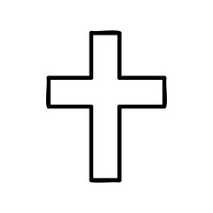 Obraz premium Christian cross symbol with thick black outline – stock vector icon in line style