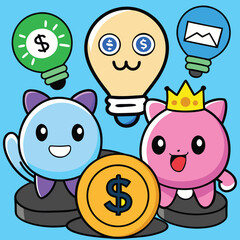 Money growth graphic cartoon vector icon illustration business finance icon concept isolated premium vector flat cartoon style