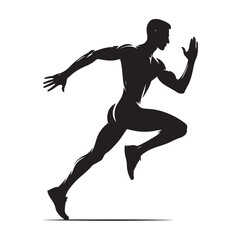 Dynamic running human silhouette in motion