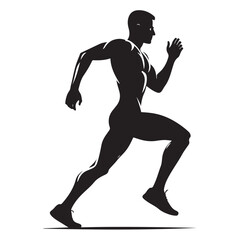 Dynamic running human silhouette in motion