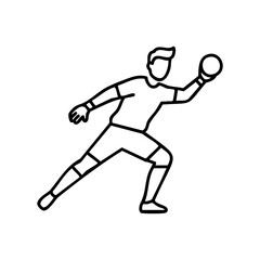 Fototapeta premium Outline of male athlete playing handball with dynamic pose – stock vector icon in line style