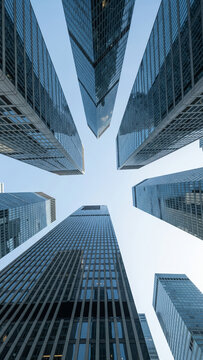 Converging Glass Titans: A Worm's-Eye View of Modern Skyscrapers
