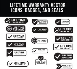 Lifetime Warranty Vector Icons, Badges, and Seals