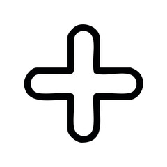 Obraz premium Simple black plus sign symbol on white background – stock vector icon in line style