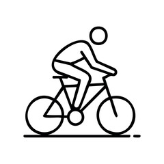 Naklejka premium Minimalist line art of cyclist on bicycle – stock vector icon in line style