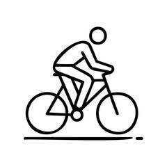 Obraz premium Line drawing of person riding bicycle – stock vector icon in line style