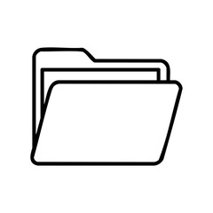 Simple open file folder icon in line art design for digital documents and organization &ndash; stock vector icon in line style