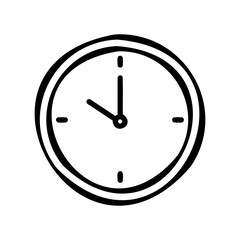 Simple analog clock with minimalist design and bold black lines – stock vector icon in line style