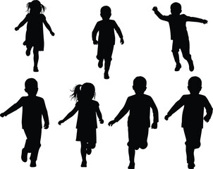 Obraz premium Vector illustration of black silhouettes of people including families with children business men and women walking and standing