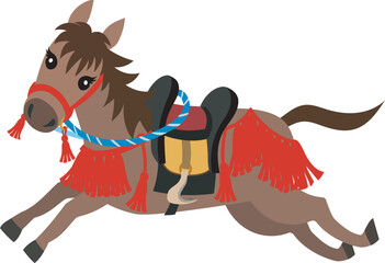 年賀状素材イラスト　午年　馬　