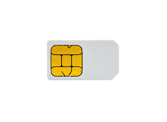 Close up of a sim card for mobile phone isolated on transparent background