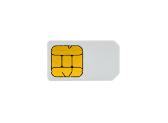 Close up of a sim card for mobile phone isolated on transparent background
