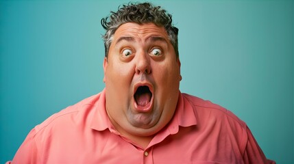 一人で驚きと衝撃を表現する大柄な男性十一Generative AI