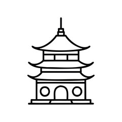 Simple line art of traditional asian pagoda building – stock vector icon in line style