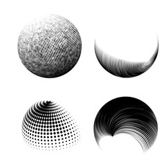 Fototapeta premium Contemporary set of halftone rounded 3d figures