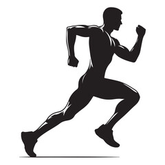Dynamic running human silhouette in motion