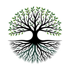 Naklejka premium Tree and Tree root vector , green tree illustration