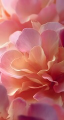 Close-up of a soft pink dahlia flower in gentle light
